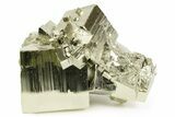 Gleaming Striated Cubic Pyrite Cluster - Peru #372793-1